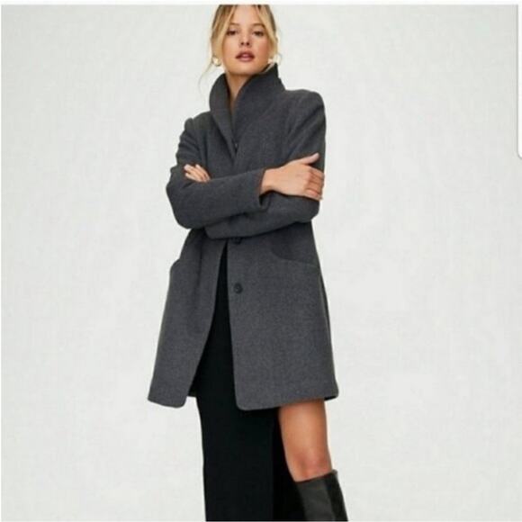 Aritzia Wilfred The Cocoon Coat Wool Cashmere Dark Gray Italy Size Small - Picture 1 of 15